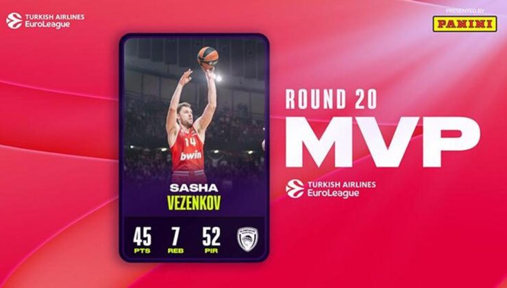 Euroleague'de 20. haftanın MVP'si Sasha Vezenkov!